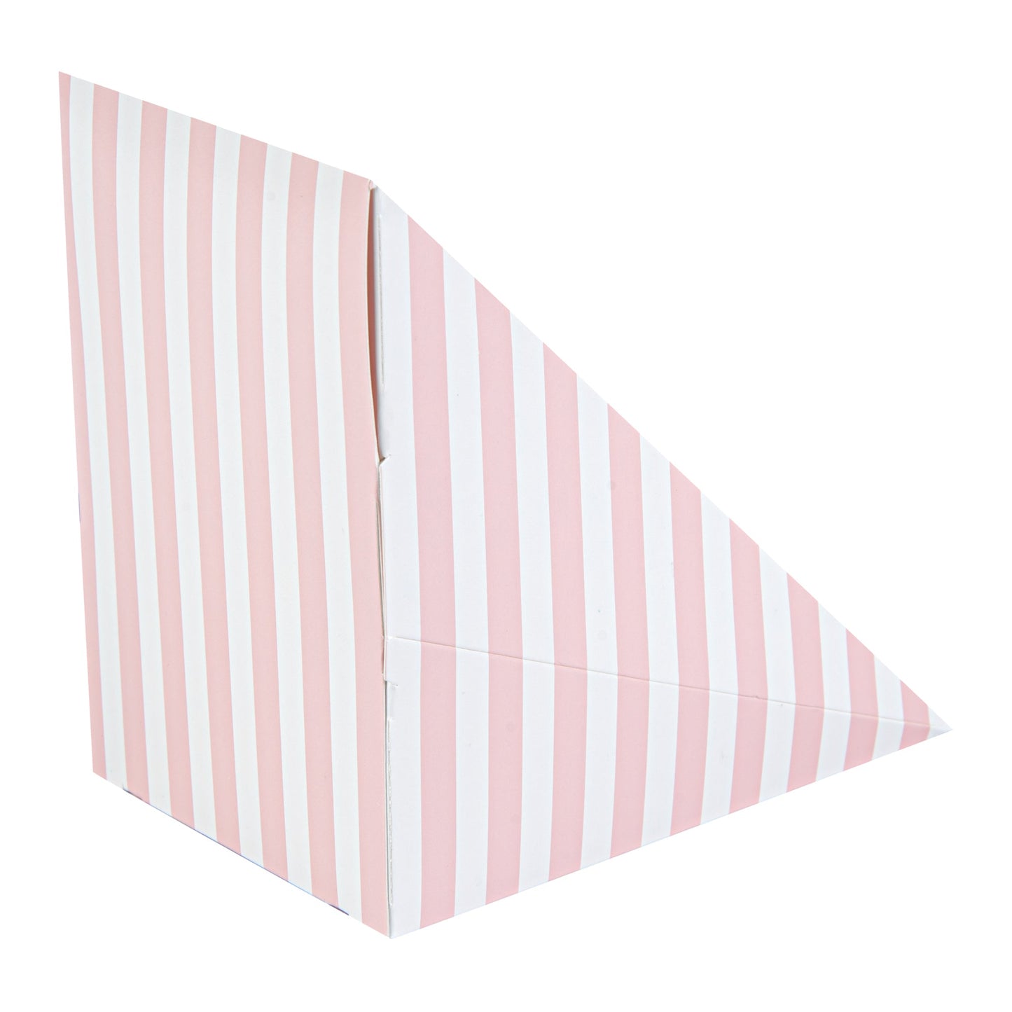 Cafe Vision Triangle Pink and White Stripe Paper Large Sandwich Box - 4 3/4" x 4 3/4" x 3 1/4" - 200 count box