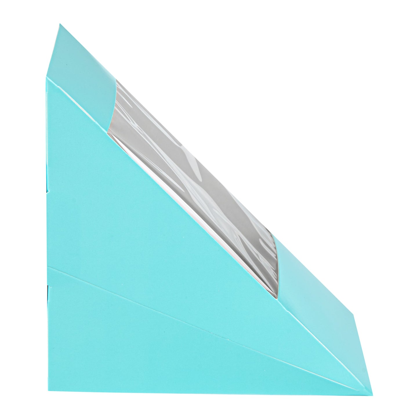 Cafe Vision Triangle Turquoise Paper Large Sandwich Box - 4 3/4" x 4 3/4" x 3 1/4" - 25 count box