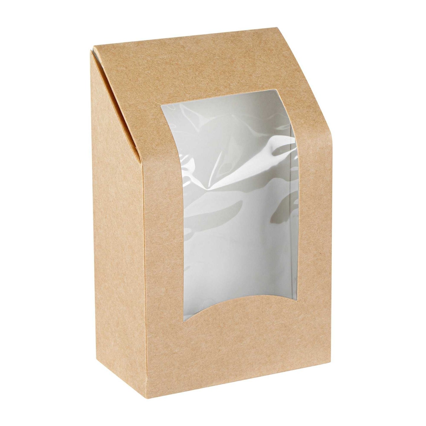 Cafe Vision Rectangle Kraft Paper Sandwich / Wrap Take Out Container - Angle Cut - 6" x 3 3/4" x 2" - 50 count box