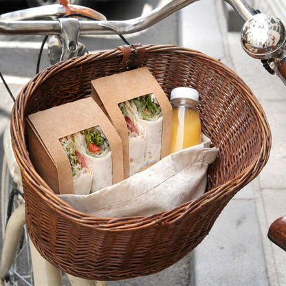 Cafe Vision Rectangle Kraft Paper Sandwich / Wrap Take Out Container - Angle Cut - 6" x 3 3/4" x 2" - 50 count box