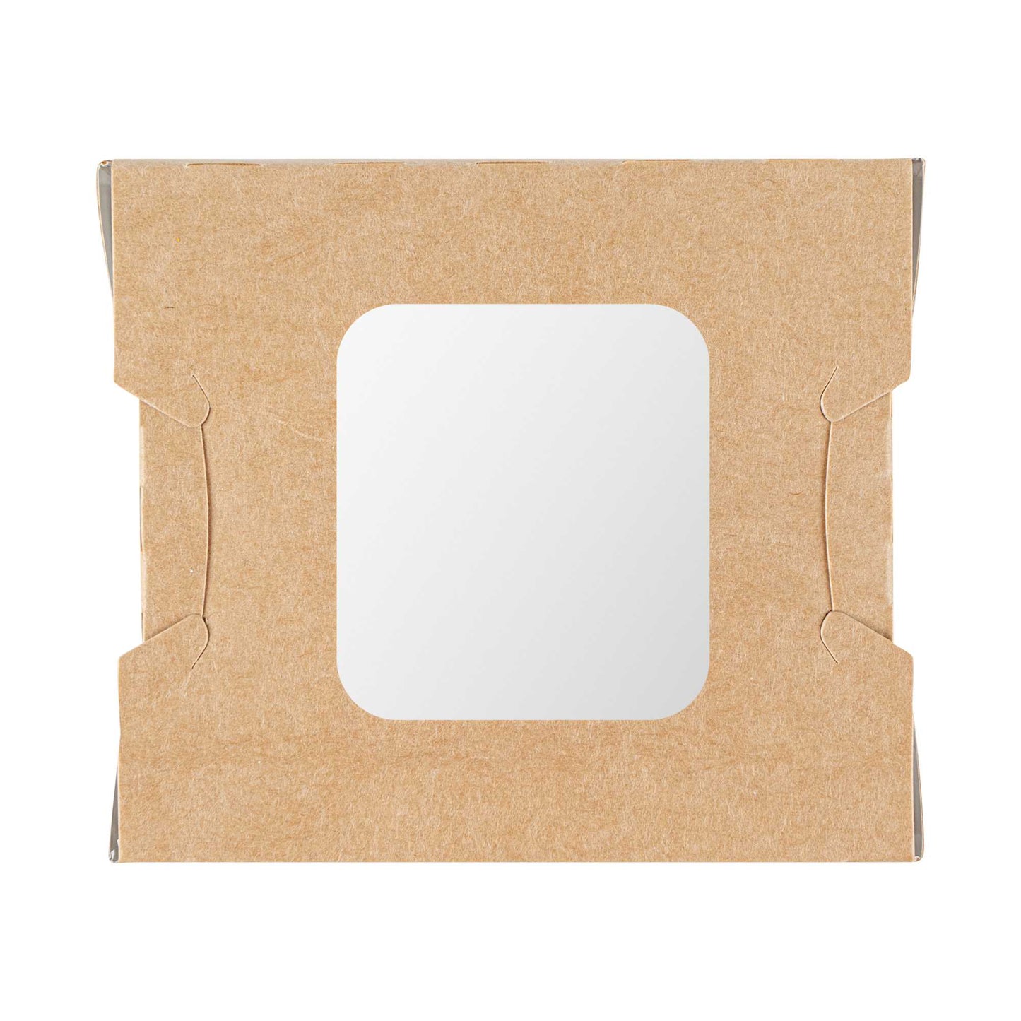 Cafe Vision 12 oz Rectangle Kraft Paper Mini Bio Take Out Container - Two Windows - 4 1/4" x 3 3/4" x 1 3/4" - 50 count box