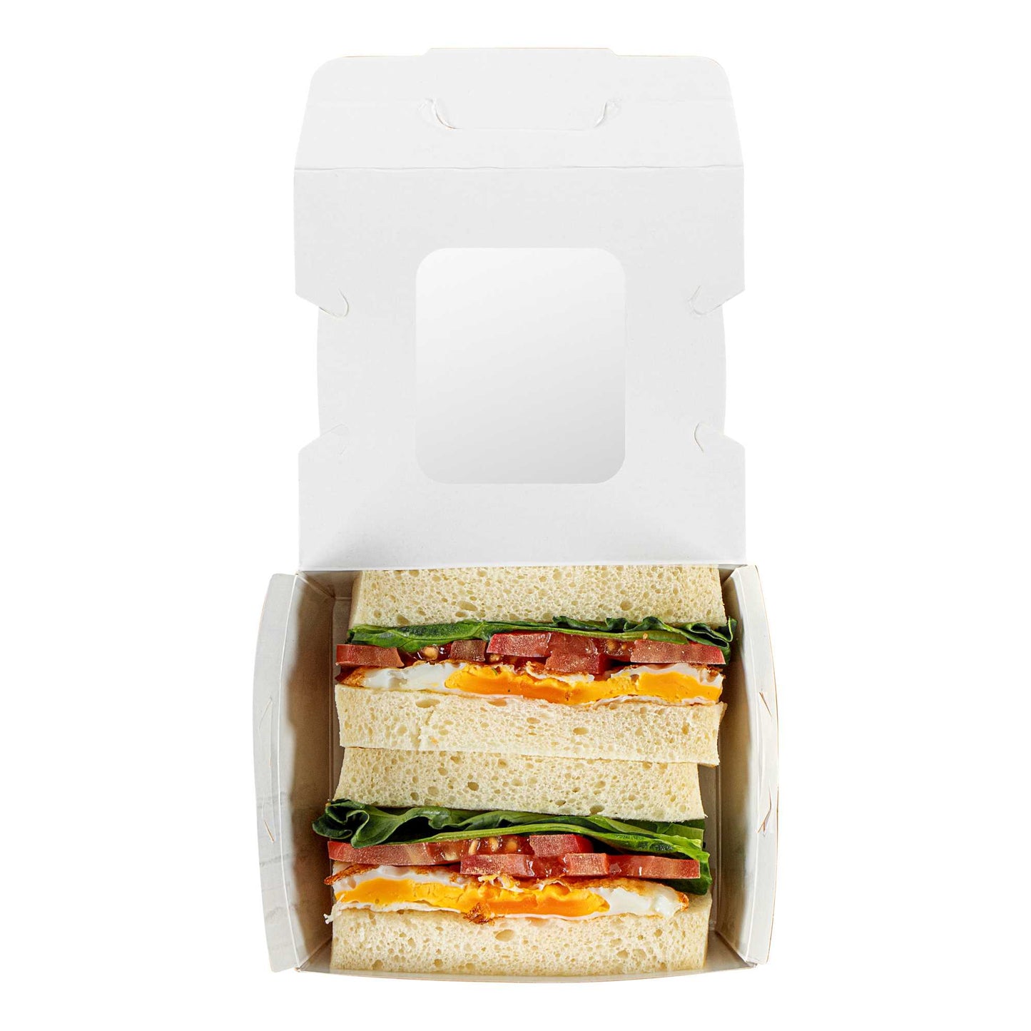 Cafe Vision 12 oz Rectangle Kraft Paper Mini Bio Take Out Container - Two Windows - 4 1/4" x 3 3/4" x 1 3/4" - 200 count box