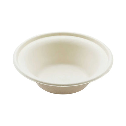 Pulp Tek 12 oz Round White Sugarcane / Bagasse Bowl - 6" x 6" x 1 3/4" - 100 count box