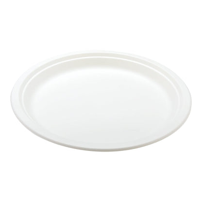 Pulp Tek Round White Sugarcane / Bagasse Extra Large Plate - 11 3/4" x 11 3/4" x 1" - 100 count box