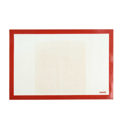 Pastry Tek Rectangle Tan and Red Silicone Full Size Baking Mat - Ultra Durable - 15 3/4" x 23 1/2" - 1 count box