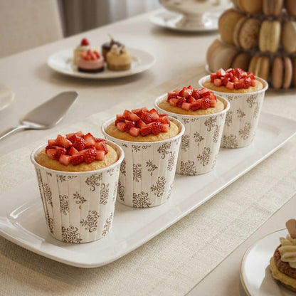 Panificio 4 oz Round Vintage Floral Paper Tall Baking Cup - Pleated - 3" x 3" x 2 3/4" - 200 count box