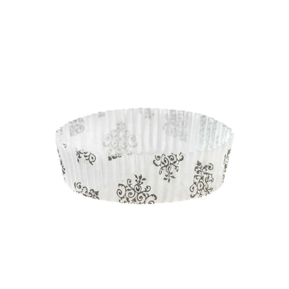 Panificio 4 oz Round Vintage Floral Paper Baking Cup - Ridged - 3 1/2" x 3 1/2" x 1" - 200 count box