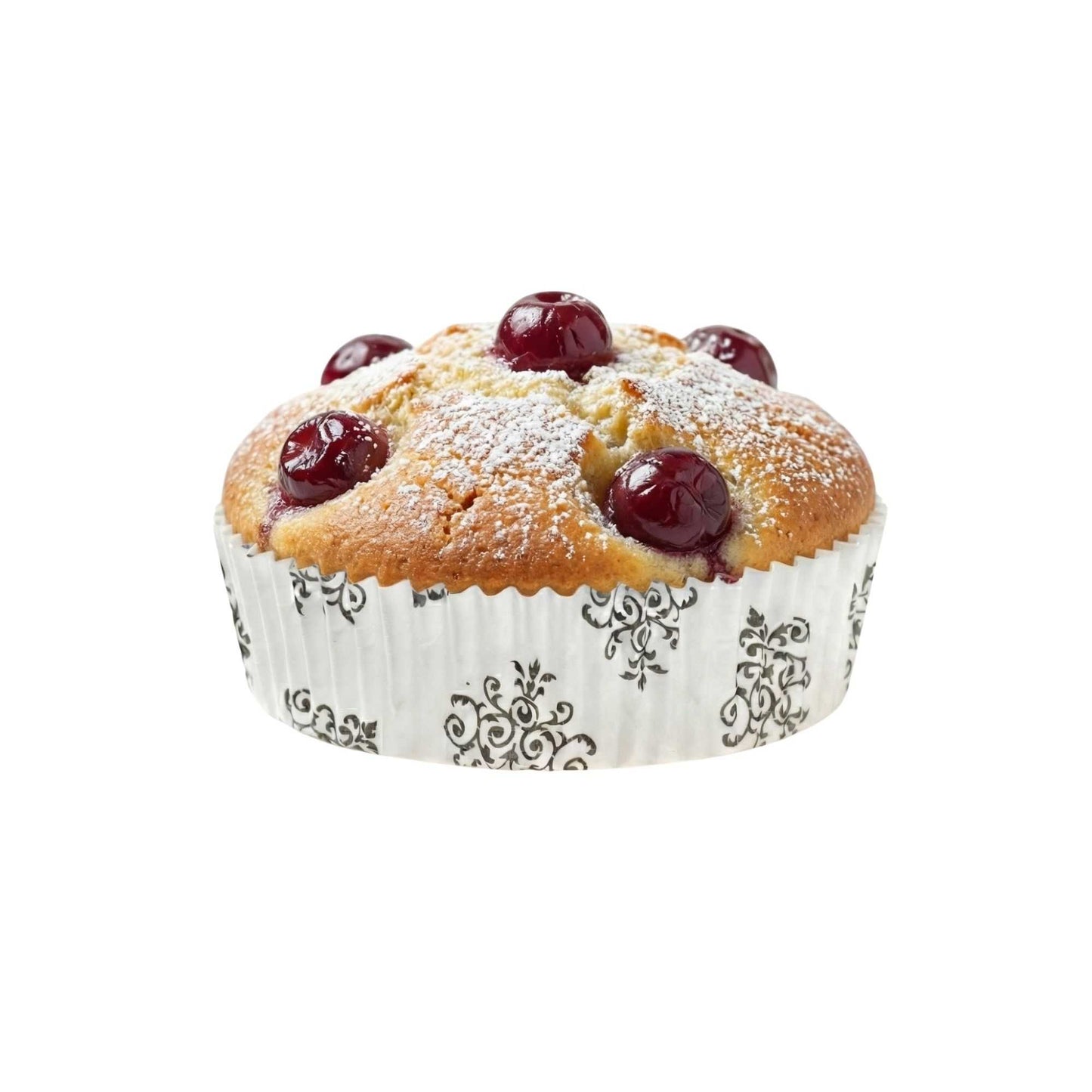Panificio 4 oz Round Vintage Floral Paper Baking Cup - Ridged - 3 1/2" x 3 1/2" x 1" - 200 count box
