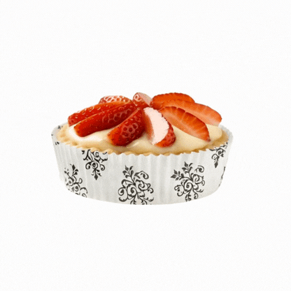 Panificio 4 oz Round Vintage Floral Paper Baking Cup - Ridged - 3 1/2" x 3 1/2" x 1" - 200 count box