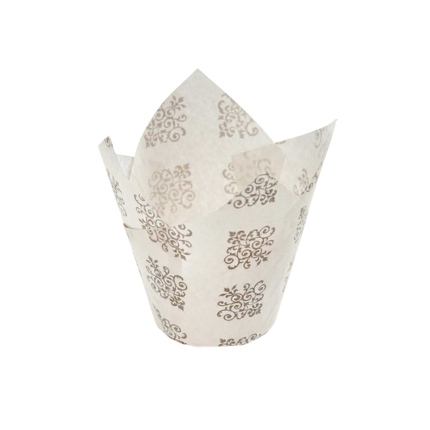 Panificio 2 oz Tulip Vintage Floral Paper Tall Baking Cup - 3 1/4" x 3 1/4" x 3 1/4" - 200 count box