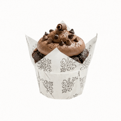 Panificio 1 oz Tulip Vintage Floral Paper Regular Baking Cup - 3" x 3" x 3 1/2" - 200 count box