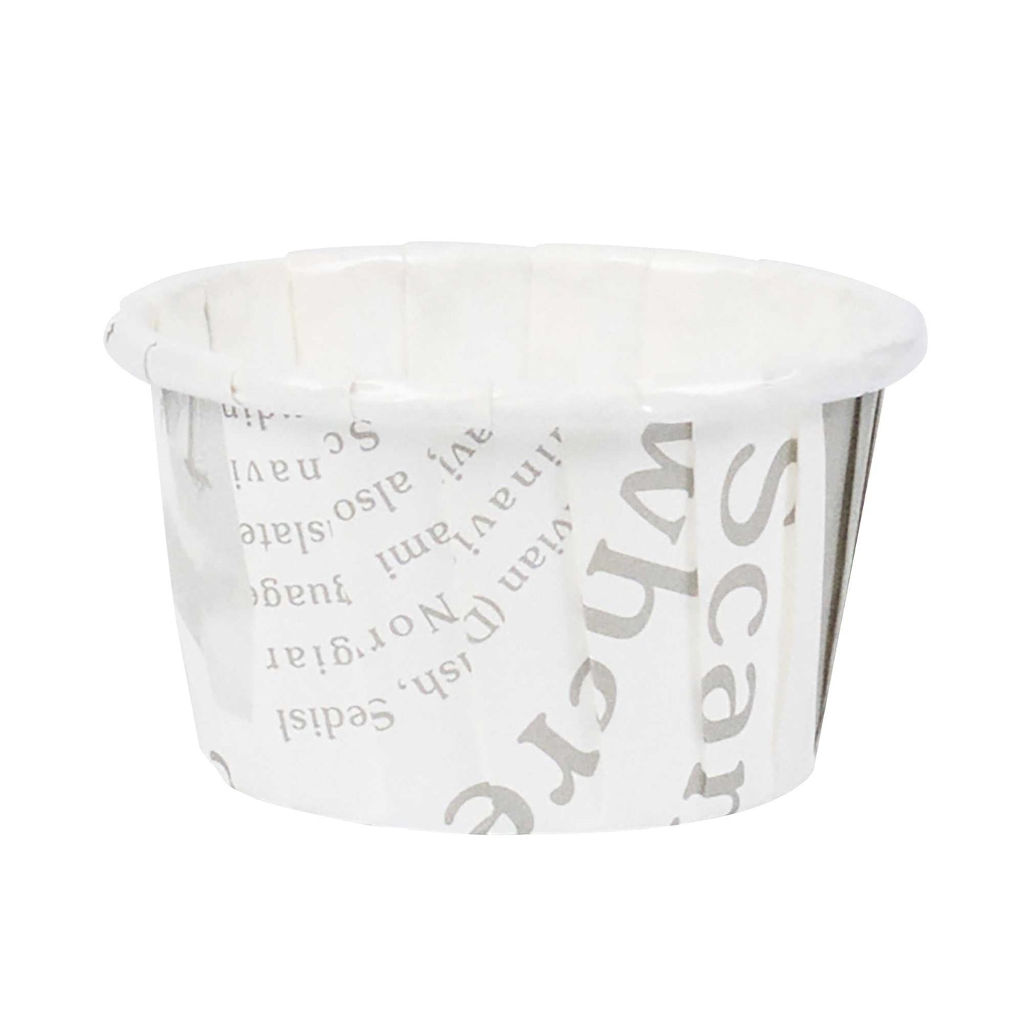 Panificio 1 oz Round Newsprint Paper Small Baking Cup - Pleated - 2" x 2" x 1 1/4" - 200 count box