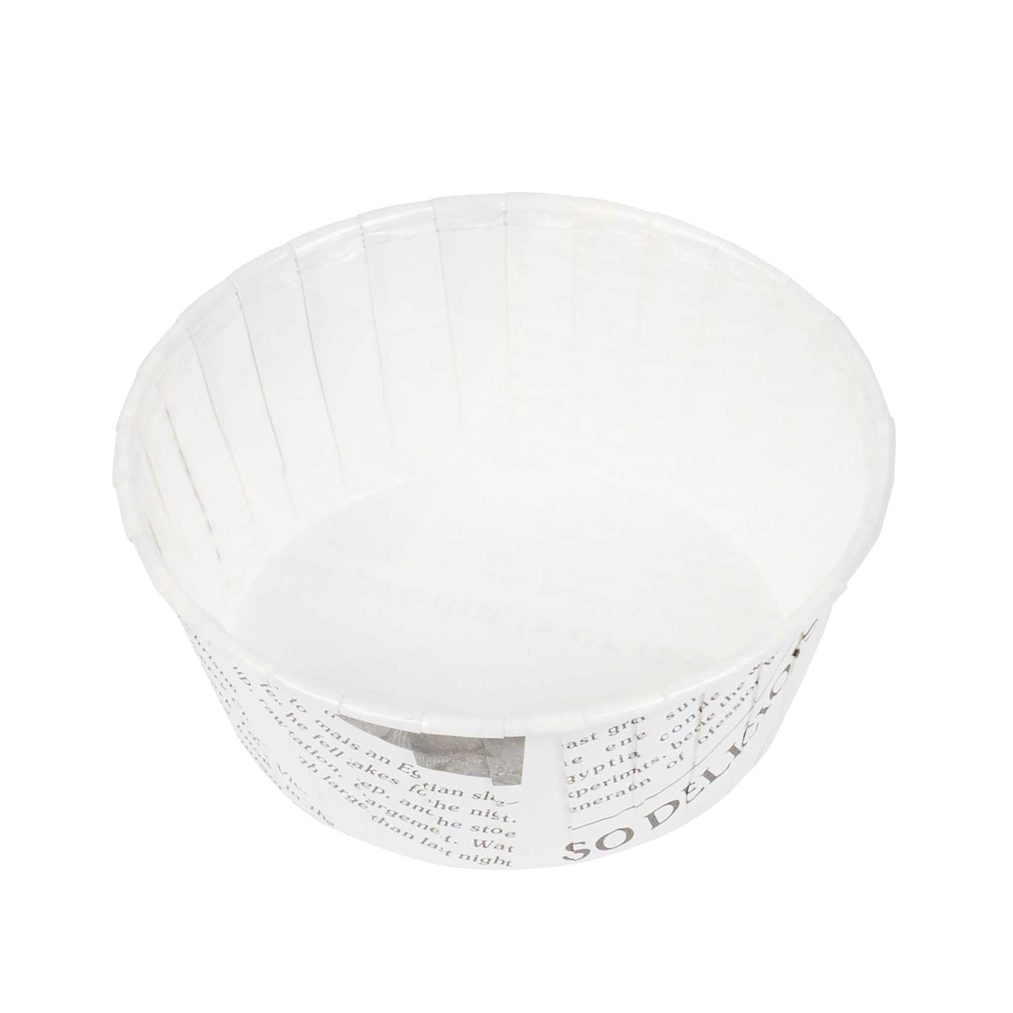 Panificio 5 oz Round Newsprint Paper Large Baking Cup - Pleated - 3 3/4" x 3 3/4" x 1 1/2" - 200 count box