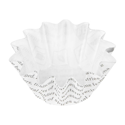 Panificio 0.4 oz Round Newsprint Paper Mini Baking Cup - Flared - 2" x 2" x 1/2" - 200 count box