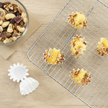 Panificio 0.4 oz Round Newsprint Paper Mini Baking Cup - Flared - 2" x 2" x 1/2" - 200 count box