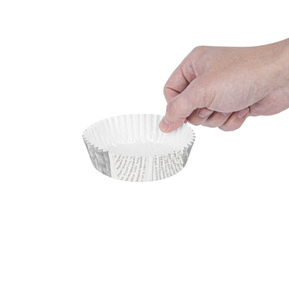 Panificio 4 oz Round Newsprint Paper Baking Cup - Ridged - 3 1/4" x 3 1/4" x 1" - 200 count box