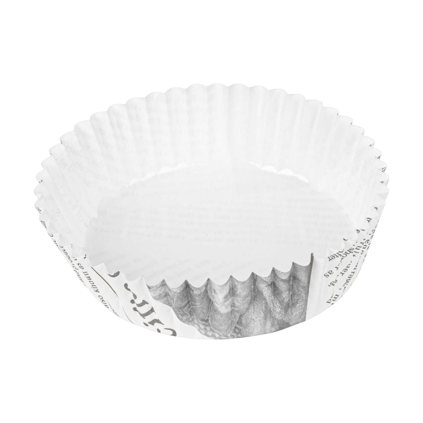 Panificio 4 oz Round Newsprint Paper Baking Cup - Ridged - 3 1/4" x 3 1/4" x 1" - 200 count box