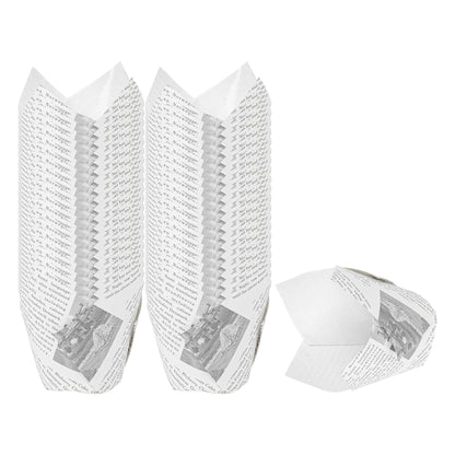 Panificio 3.5 oz Tulip Newsprint Paper Tall Baking Cup - 3 1/4" x 3 1/4" x 3 1/4" - 200 count box