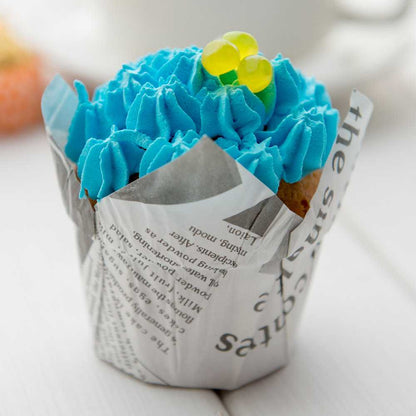 Panificio 1 oz Tulip Newsprint Paper Regular Baking Cup - 3" x 3" x 3 1/2" - 200 count box