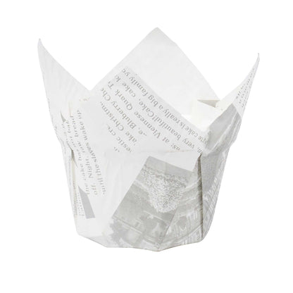 Panificio 1 oz Tulip Newsprint Paper Regular Baking Cup - 3" x 3" x 3 1/2" - 200 count box