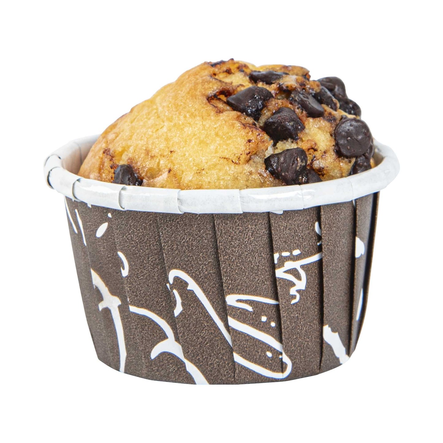 Panificio 1 oz Round Chocolate Wisp Paper Small Baking Cup - Pleated - 2" x 2" x 1 1/4" - 200 count box