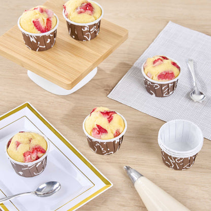 Panificio 2 oz Round Chocolate Wisp Paper Medium Baking Cup - Pleated - 2 1/4" x 2 1/4" x 1 1/2" - 200 count box