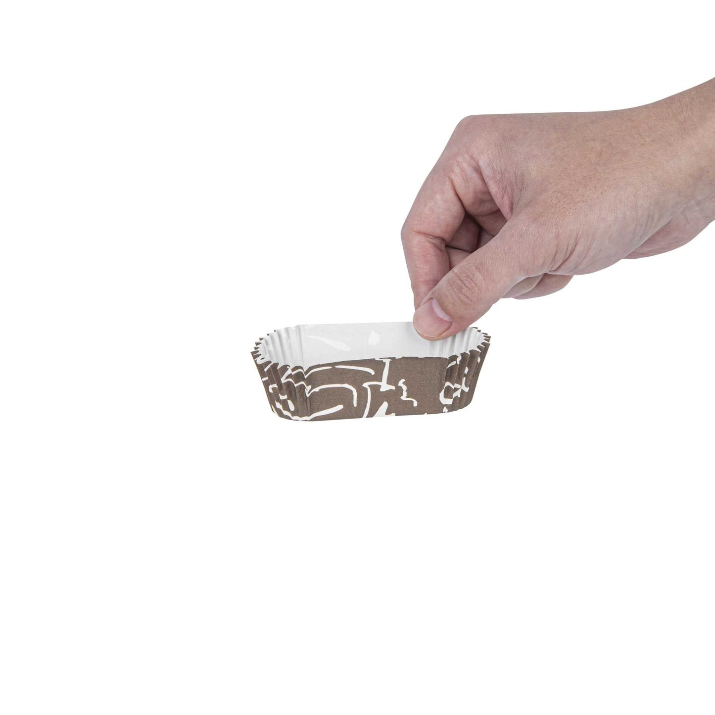 Panificio 1 oz Elliptical Chocolate Wisp Paper Regular Baking Cup - Ridged - 3 1/2" x 1 1/2" x 1" - 200 count box