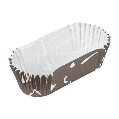 Panificio 1 oz Elliptical Chocolate Wisp Paper Regular Baking Cup - Ridged - 3 1/2" x 1 1/2" x 1" - 200 count box