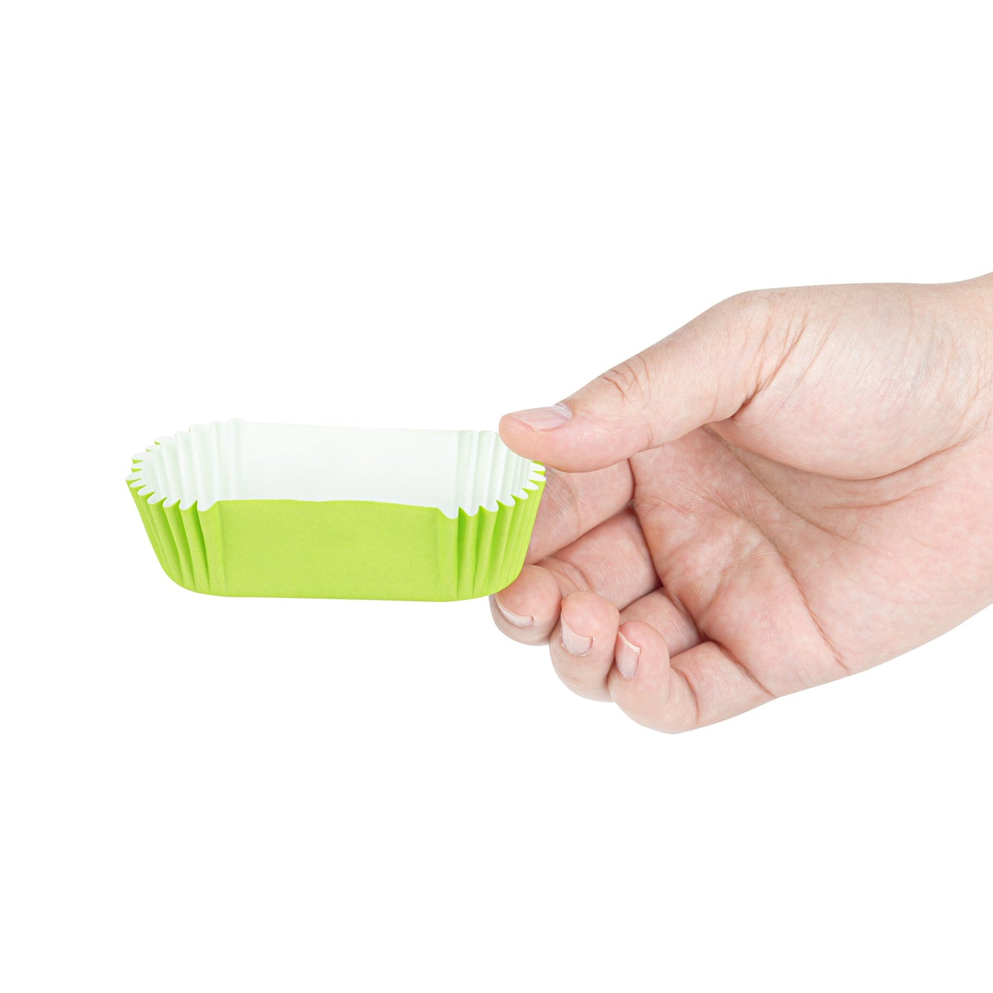 Panificio 1 oz Elliptical Eco Green Paper Regular Baking Cup - Ridged - 3 1/2" x 1 1/2" x 3/4" - 200 count box