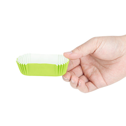 Panificio 1 oz Elliptical Eco Green Paper Regular Baking Cup - Ridged - 3 1/2" x 1 1/2" x 3/4" - 200 count box
