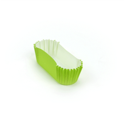 Panificio 1 oz Elliptical Eco Green Paper Regular Baking Cup - Ridged - 3 1/2" x 1 1/2" x 3/4" - 200 count box