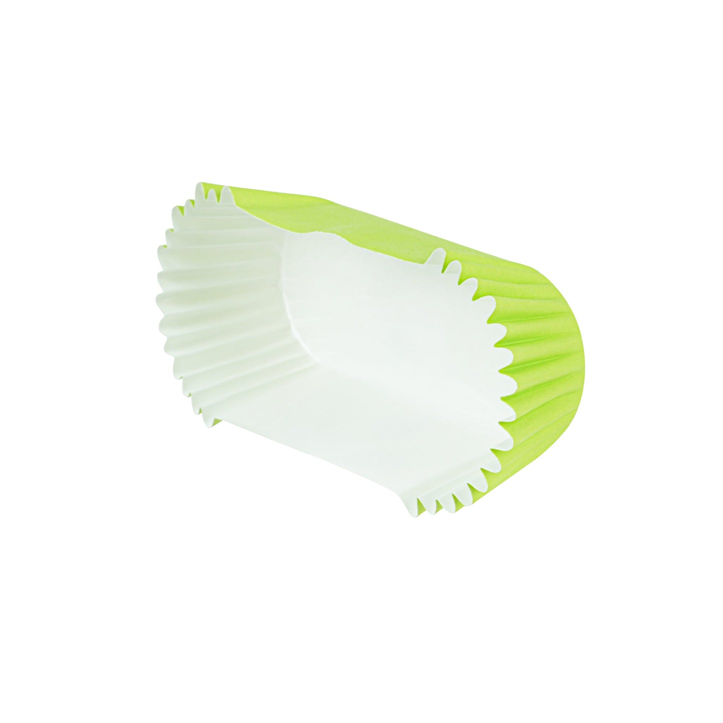 Panificio 1 oz Elliptical Eco Green Paper Regular Baking Cup - Ridged - 3 1/2" x 1 1/2" x 3/4" - 200 count box