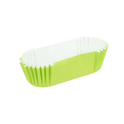 Panificio 1 oz Elliptical Eco Green Paper Regular Baking Cup - Ridged - 3 1/2" x 1 1/2" x 3/4" - 200 count box