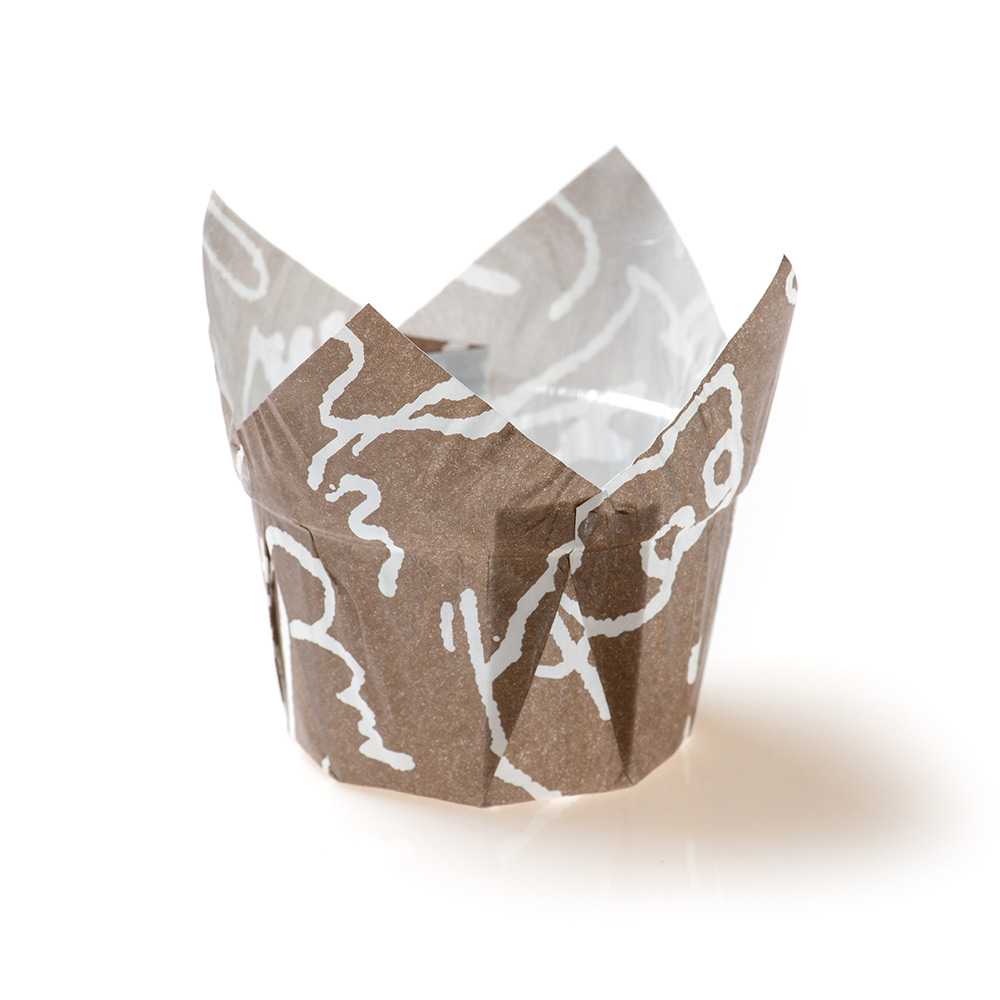 Panificio 1 oz Tulip Chocolate Wisp Paper Regular Baking Cup - 3" x 3" x 3 1/2" - 200 count box