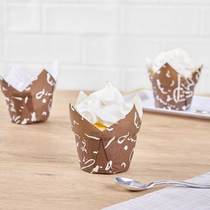 Panificio 1 oz Tulip Chocolate Wisp Paper Regular Baking Cup - 3" x 3" x 3 1/2" - 200 count box