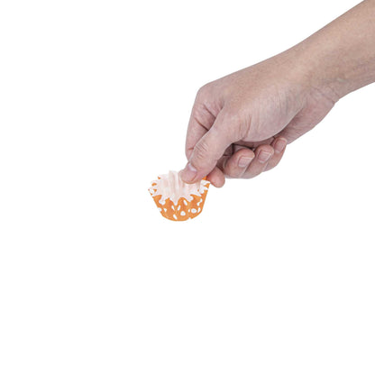 Panificio 0.4 oz Round Polka-Dotted Hot Orange Paper Mini Baking Cup - Flared - 2" x 2" x 1/2" - 200 count box