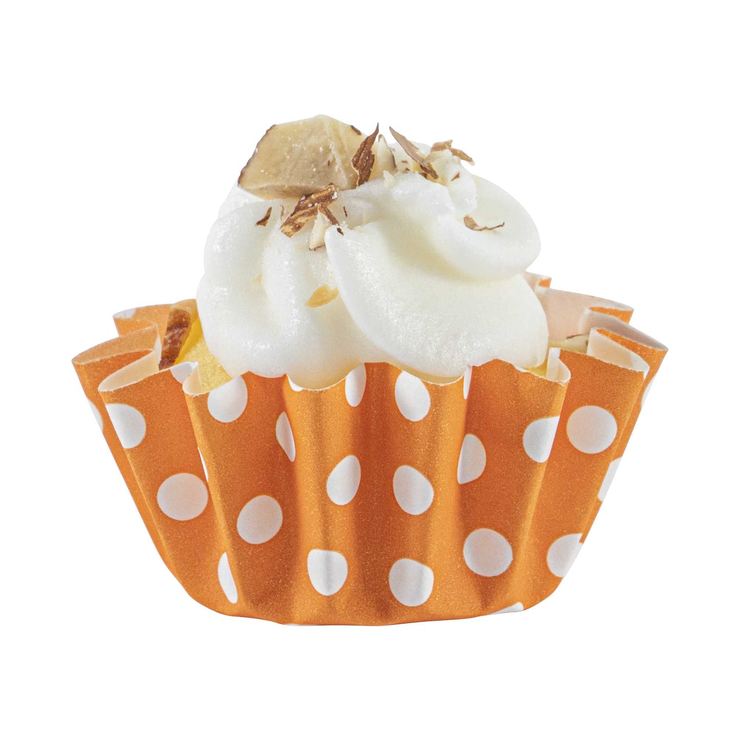 Panificio 0.4 oz Round Polka-Dotted Hot Orange Paper Mini Baking Cup - Flared - 2" x 2" x 1/2" - 200 count box