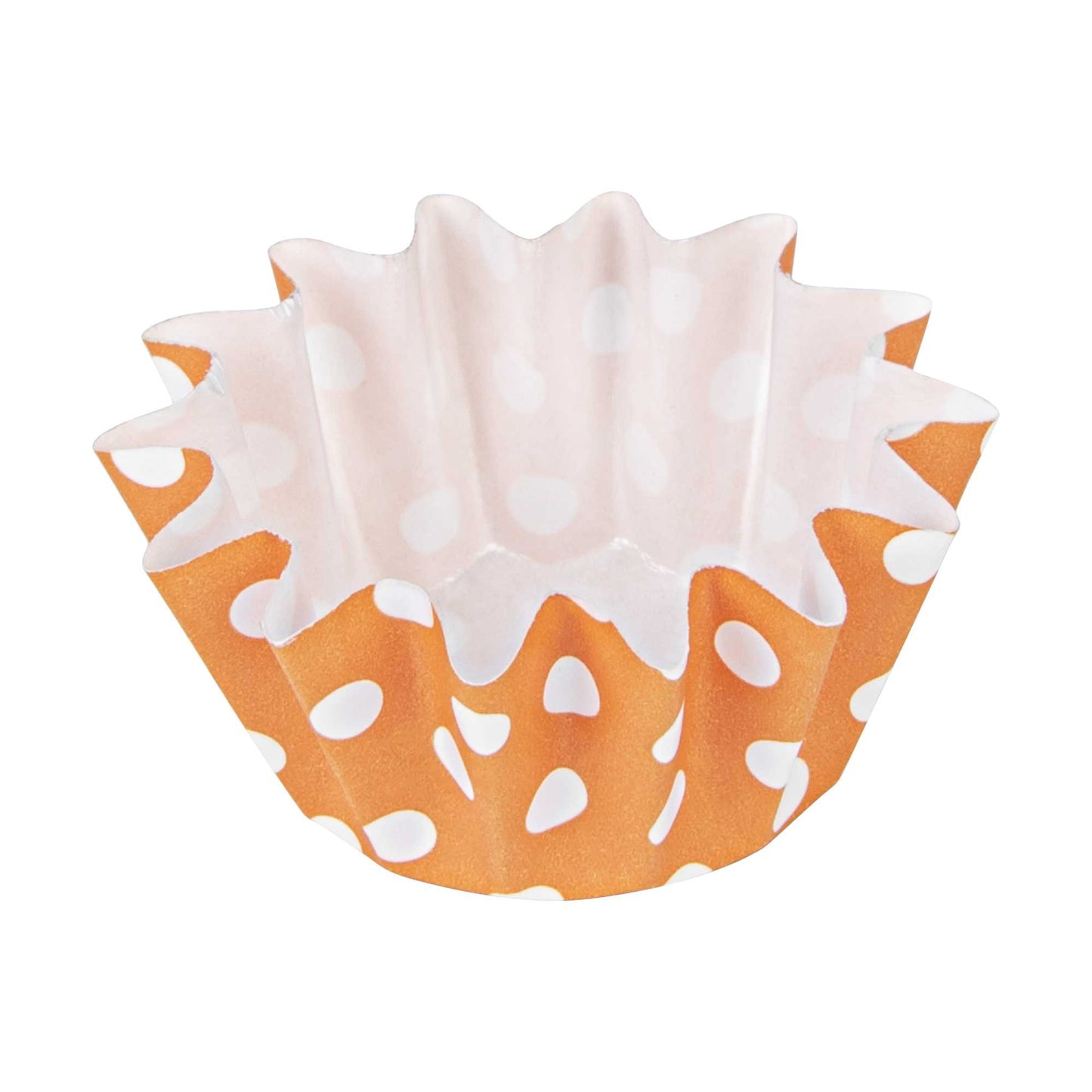 Panificio 0.4 oz Round Polka-Dotted Hot Orange Paper Mini Baking Cup - Flared - 2" x 2" x 1/2" - 200 count box
