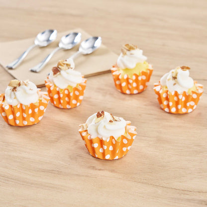 Panificio 0.4 oz Round Polka-Dotted Hot Orange Paper Mini Baking Cup - Flared - 2" x 2" x 1/2" - 200 count box
