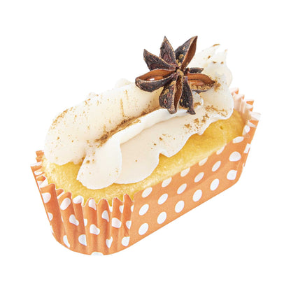 Panificio 1 oz Elliptical Polka-Dotted Hot Orange Paper Regular Baking Cup - Ridged - 3 1/2" x 1 1/2" x 3/4" - 200 count box