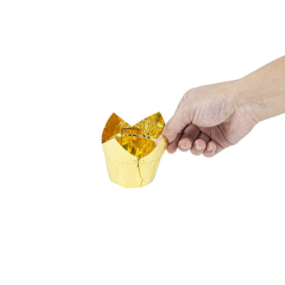 Panificio 4 oz Tulip Rose Gold Paper Regular Baking Cup - 2 1/4" x 2 1/4" x 1 1/2" - 200 count box