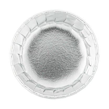 Panificio 5.5 oz Round Metallic Silver Paper Large Baking Cup - Pleated - 3" x 3" x 1 1/2" - 200 count box