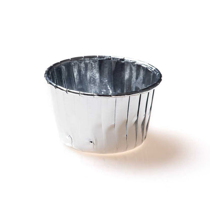Panificio 3 oz Round Metallic Silver Paper Small Baking Cup - Pleated - 2 1/2" x 2 1/2" x 1 1/2" - 200 count box