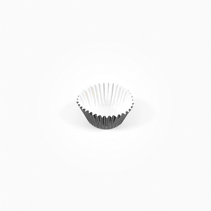 Panificio 0.4 oz Round Metallic Black Paper Baking Cup - Foil-Coated - 1 1/4" x 1 1/4" x 3/4" - 200 count box