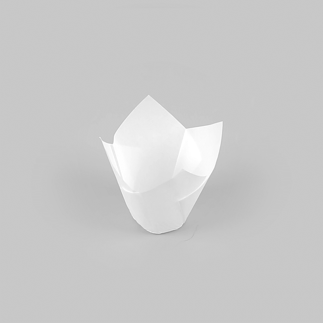Panificio 2 oz Tulip Sugar White Paper Baking Cup - Greaseproof - 1 1/2" x 1 1/2" x 2 1/4" - 200 count box