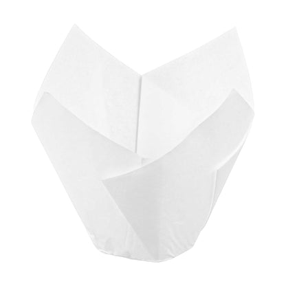 Panificio 2 oz Tulip Sugar White Paper Baking Cup - Greaseproof - 1 1/2" x 1 1/2" x 2 1/4" - 200 count box