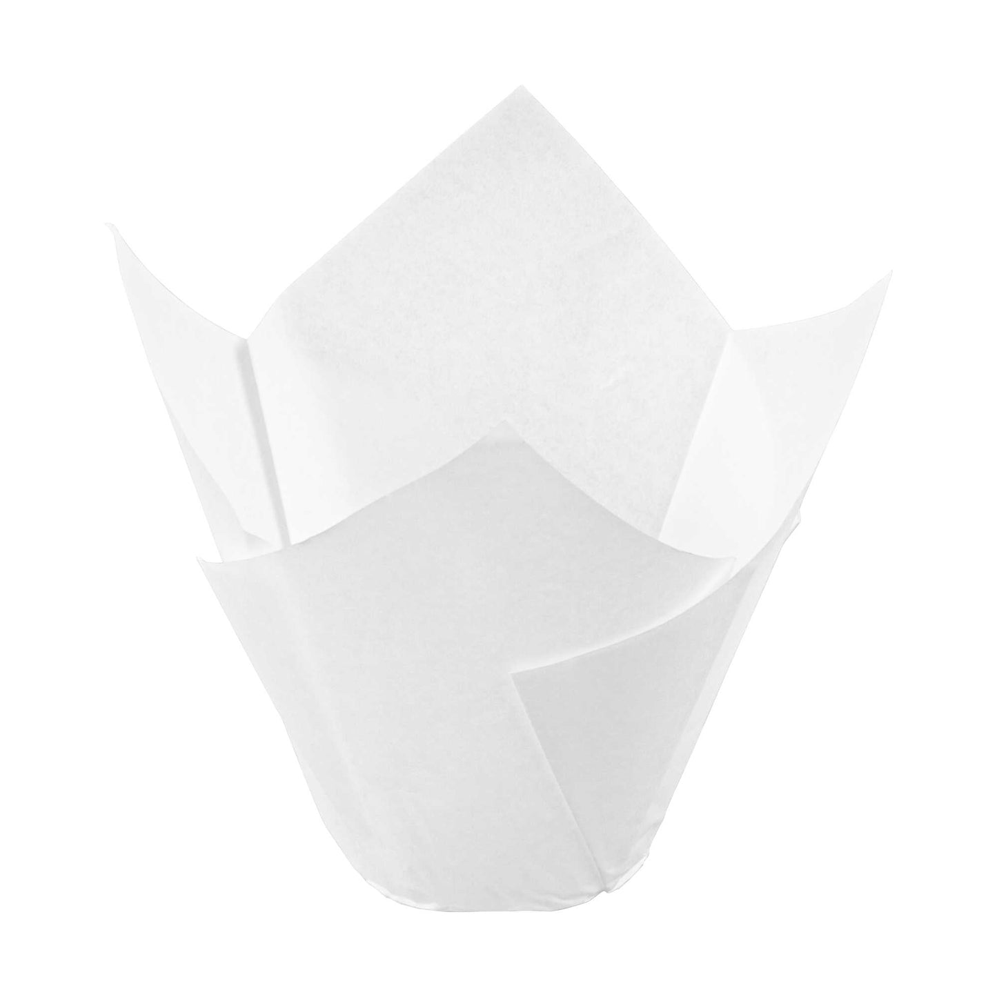 Panificio 2 oz Tulip Sugar White Paper Baking Cup - Greaseproof - 1 1/2" x 1 1/2" x 2 1/4" - 200 count box