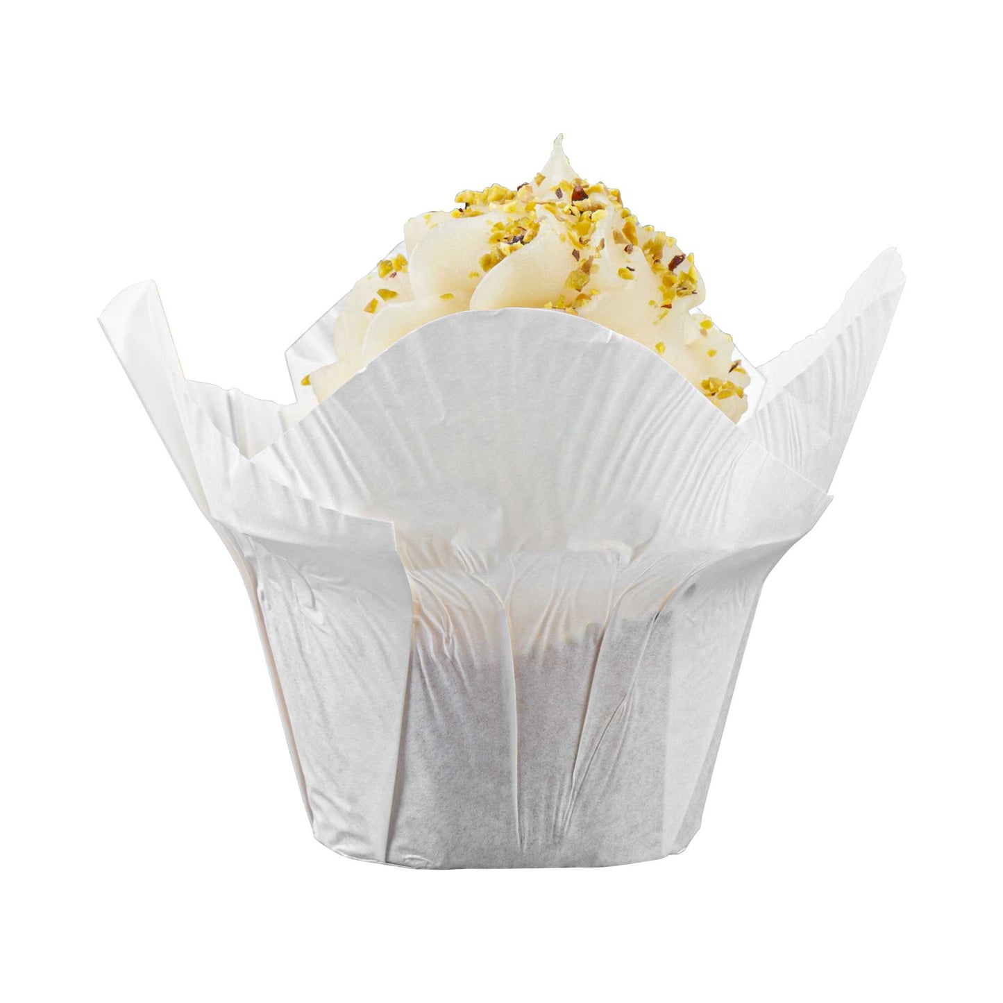 Panificio 6 oz Daffodil White Paper Baking Cup - Greaseproof - 3 1/4" x 3 1/4" x 3" - 200 count box