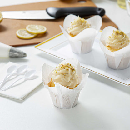 Panificio 6 oz Daffodil White Paper Baking Cup - Greaseproof - 3 1/4" x 3 1/4" x 3" - 200 count box