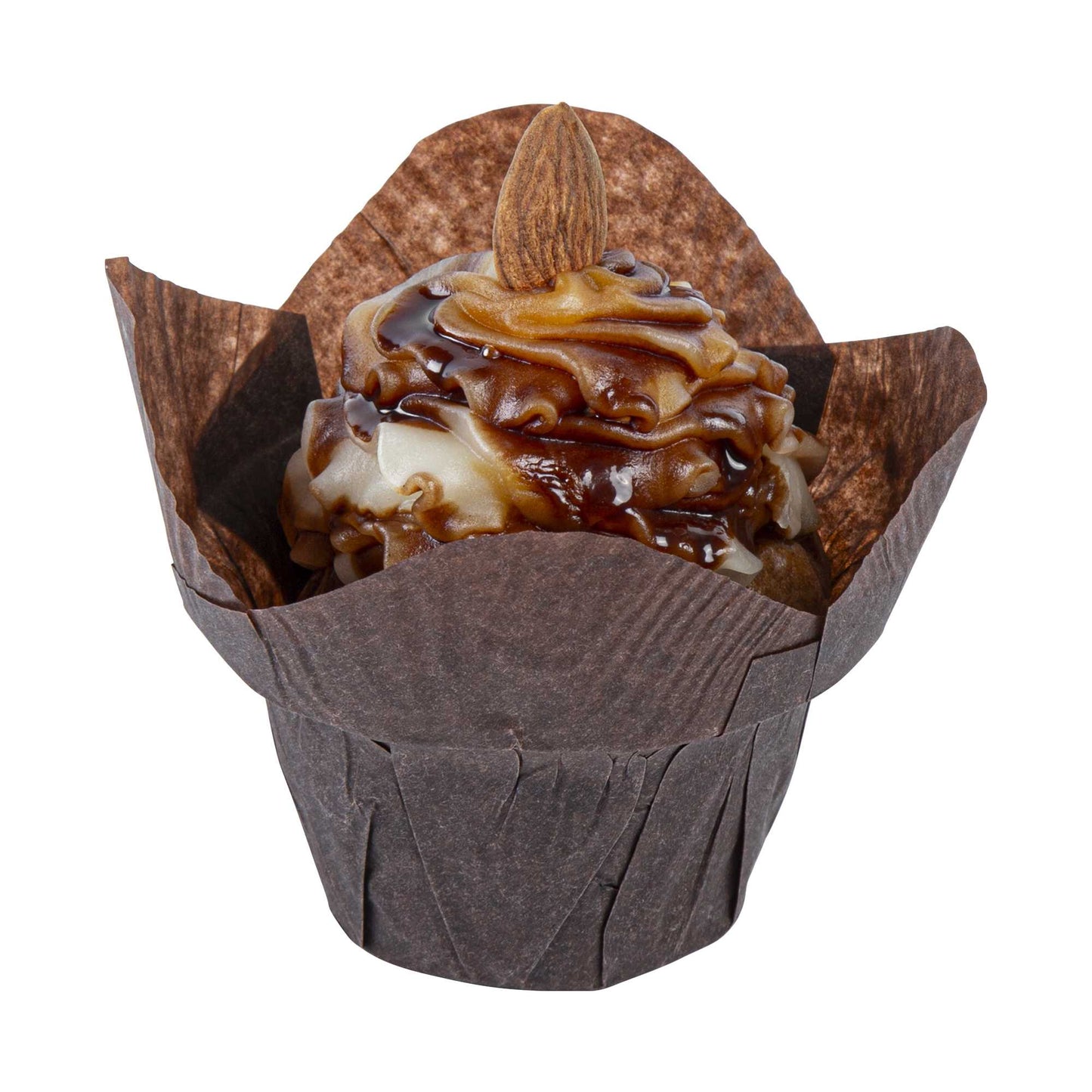 Panificio 6 oz Daffodil Brown Paper Baking Cup - Greaseproof - 3 1/4" x 3 1/4" x 3" - 200 count box